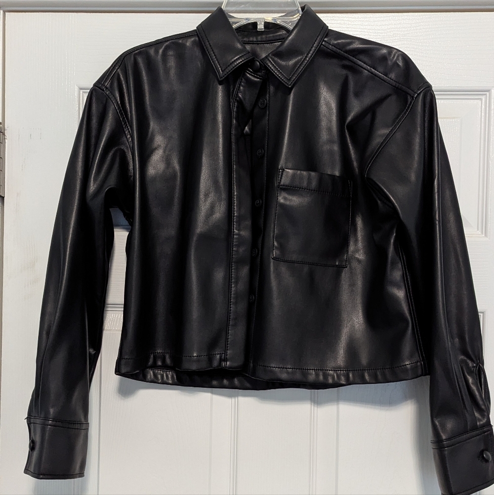 NEW!! LOFT Black Faux Leather Jacket